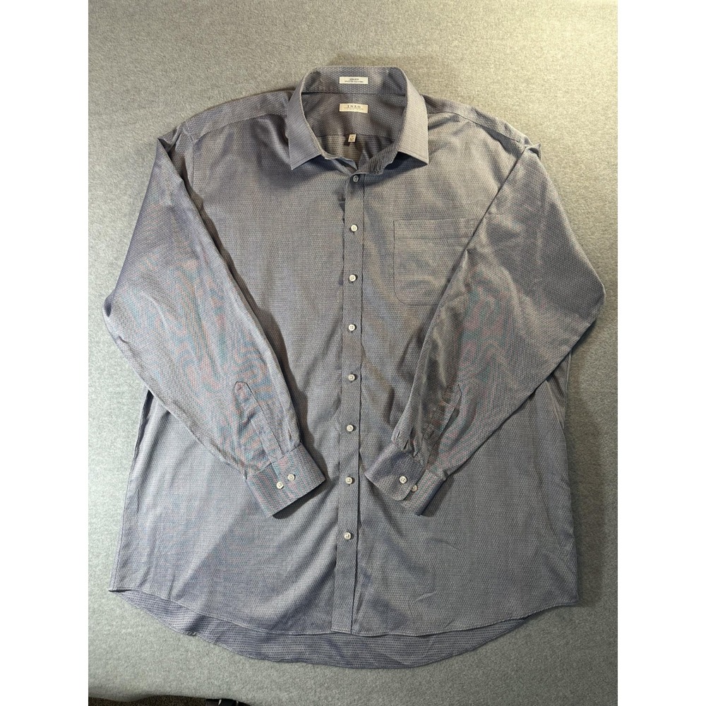 Enro Dress Shirt 19 38-39 Tall Silver Blue Cotton Button Down Big & Tall